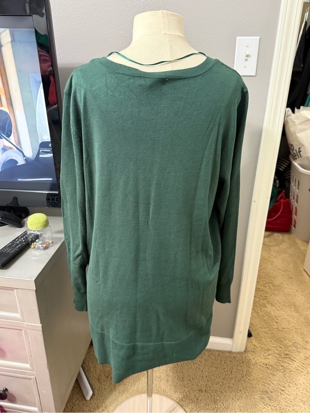 Lane Bryant Green Button Side Tunic Sweater Plus Size 18/20 - Picture 4 of 5
